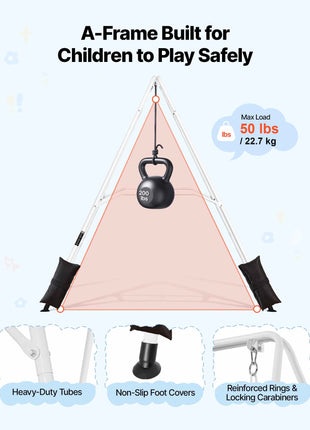 Toddler Swing and Jumper, 2 in 1 Swing Set and Bouncer, Soft Cushion with Foldable A-Frame Metal Stand, Heavy-Duty Thick Ropes, Easy to Install and Store, for Indoor or Outdoor Play, Black