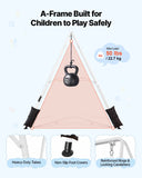 Toddler Swing and Jumper, 2 in 1 Swing Set and Bouncer, Soft Cushion with Foldable A-Frame Metal Stand, Heavy-Duty Thick Ropes, Easy to Install and Store, for Indoor or Outdoor Play, Black