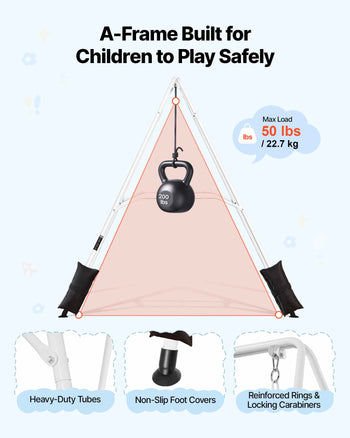 Toddler Swing and Jumper, 2 in 1 Swing Set and Bouncer, Soft Cushion with Foldable A-Frame Metal Stand, Heavy-Duty Thick Ropes, Easy to Install and Store, for Indoor or Outdoor Play, Black