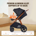 Travel System Stroller with Infant Bassinet, 2-in-1 Baby Cradle Stroller Combo, Reversible Seat, Easy One-button Folding, EVA Tires with Brake Aluminum Stroller Carseat Combo Set (Black)