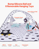 Baby Play Gym Mat, Tummy Time Mat with 6 Sensory Toys, Baby Activity Mat with 2 Touch Balls & Soft Fabric for Sensory & Motor Skill Development, Baby Essential Gift for 0-18 Month Newborn Infant