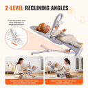 Baby Bouncer, Folding Bouncer Seat for Babies 0-9 Months, Newborn Bouncer Chair with 2 Reclining Angles & Rotatable Toy Bar, Portable Infant Rocker with Travel Bag for Indoor Outdoor, Light Gray