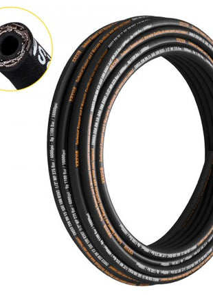 Hydraulic Hose 1/2 inch x 100 ft, Coiled Hydraulic Hose 4000 PSI, Rubber Hydraulic Hose with 2 High-Tensile Steel Wire Braid, Bulk Hydraulic Hose -20? to 140?, Hydraulic Oil Flexible Hose