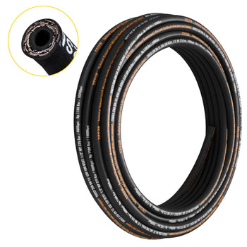 Hydraulic Hose 1/2 inch x 100 ft, Coiled Hydraulic Hose 4000 PSI, Rubber Hydraulic Hose with 2 High-Tensile Steel Wire Braid, Bulk Hydraulic Hose -20℃ to 140℃, Hydraulic Oil Flexible Hose