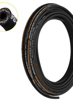 Hydraulic Hose 1/4 inch x 100 ft, Coiled Hydraulic Hose 5800 PSI, Rubber Hydraulic Hose with 2 High-Tensile Steel Wire Braid, Bulk Hydraulic Hose -20? to 140?, Hydraulic Oil Flexible Hose