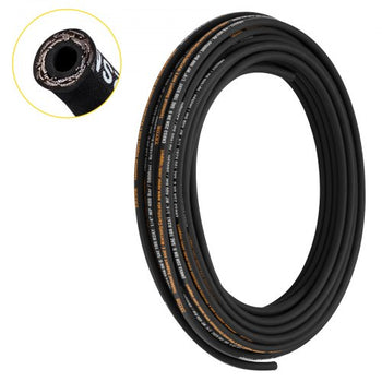 Hydraulic Hose 1/4 inch x 100 ft, Coiled Hydraulic Hose 5800 PSI, Rubber Hydraulic Hose with 2 High-Tensile Steel Wire Braid, Bulk Hydraulic Hose -20? to 140?, Hydraulic Oil Flexible Hose