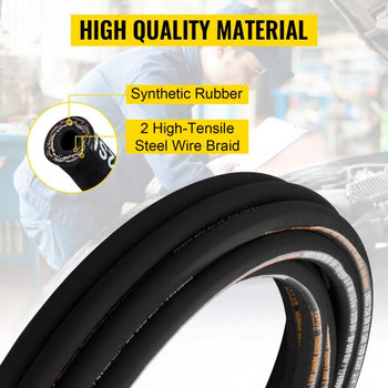 Hydraulic Hose 3/4 inch x 50 ft, Coiled Hydraulic Hose 3120 PSI, Rubber Hydraulic Hose with 2 High-Tensile Steel Wire Braid, Bulk Hydraulic Hose -20? to 140?, Hydraulic Oil Flexible Hose