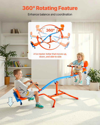 Kids Seesaw, 300 lbs Load Capacity, Sit and Spin Teeter Totter with Easy-Grip Handles, Kids Outdoor Playground Equipment, Outside Toys, Swiveling 360 Degrees Rotating for Children Aged 3+