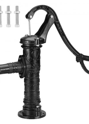 Antique Well Hand Pitcher Pump, 22ft Maximum Lift, Cast Iron Manual Hand Water Pump with Ergonomic Handle NPT1-1/4" Easy Installation, Old Fashioned for Outdoor Home Yard Garden Pond Farm, Black