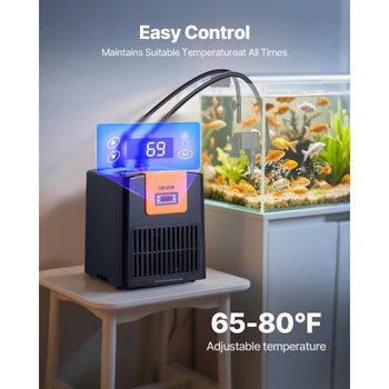 Aquarium Chiller 52 Gallon, 1/10 HP Water Chiller for Hydroponics, Fast Cooling for Fish Tank,Axolotl,Coral Reef,Quiet Refrigeration Compressor, Titanium Evaporator,Complete Fittings