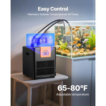 Aquarium Chiller 110 Gallon, 1/3 HP Water Chiller for Hydroponics, Fast Cooling for Fish Tank,Axolotl,Coral Reef,Quiet Refrigeration Compressor, Titanium Evaporator,Complete Fittings