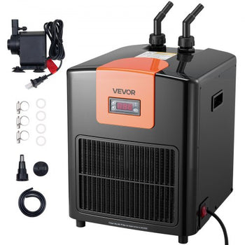 Aquarium Chiller 110 Gallon, 1/3 HP Water Chiller for Hydroponics, Fast Cooling for Fish Tank,Axolotl,Coral Reef,Quiet Refrigeration Compressor, Titanium Evaporator,Complete Fittings
