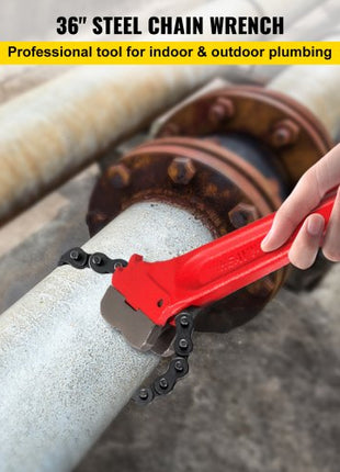 Chain Wrench Pipe 36inch,Heavy Duty Oil Filter Chain Wrench Capacity 4-1/2 to 7-1/2inch ,Chain Wrench 30inch (760 mm) Chain Length Plumbing Pipe Tool