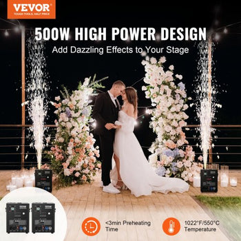 Cold Spark Machine, 2 Pack 500W Output Fireworks Controllers, 6.6-13ft Adjustable Height, with Advanced DMX System,LED Screen,Portable Handle, Aluminum Alloy for Stage DJ Wedding Event,Party