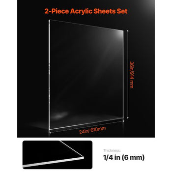 Plexiglass Acrylic Sheet, 2-Pack Plastic Sheets, 24 x 36 Inch 1/4 Inch Thick Clear Plastic Cast Transparent Glass for Crafting Projects, Replacement Picture Frame Glass, DIY Display, Easy to Cut