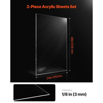 Plexiglass Acrylic Sheets, 2-Pack Plastic Sheet, 24 x 48 Inch 1/8 Inch Thick Clear Plastic Cast Transparent Glass for Crafting Projects, Replacement Picture Frame Glass, DIY Display, Easy to Cut