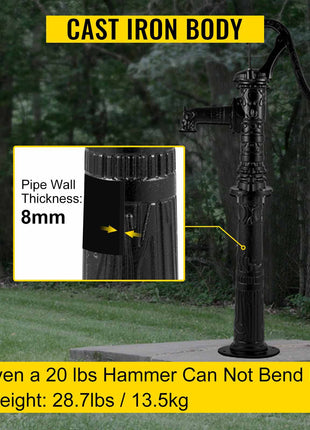 Antique Hand Water Pump Stand Pitcher Pump Stand Cast Iron Well Pump Stand with Pre-set 0.5\" Holes for Easy Installation Old Fashion Pitcher Hand Pump Stand for Home Yard Pond Garden Outdoors B