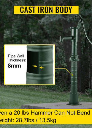 Antique Hand Water Pump Stand Pitcher Pump Stand Cast Iron Well Pump Stand with Pre-set 0.5\" Holes for Easy Installation Old Fashion Pitcher Hand Pump Stand for Home Yard Pond Garden Outdoors G