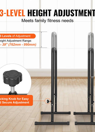 Dip Bars, 440 lbs Capacity, Heave Duty Dip Stand Station with Adjustable Height, Fitness Workout Dip Bar Station Stabilizer Parallette Push Up Stand, Parallel Bars for Strength Training Home Gym