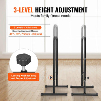 Dip Bars, 440 lbs Capacity, Heave Duty Dip Stand Station with Adjustable Height, Fitness Workout Dip Bar Station Stabilizer Parallette Push Up Stand, Parallel Bars for Strength Training Home Gym