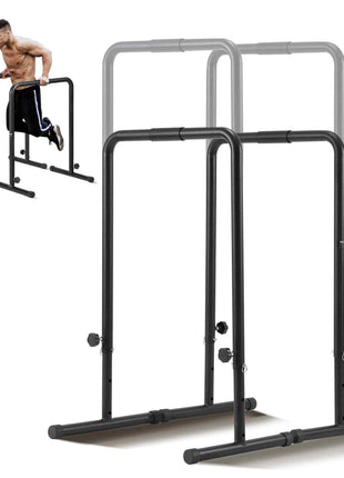 Dip Bars, 440 lbs Capacity, Heave Duty Dip Stand Station with Adjustable Height, Fitness Workout Dip Bar Station Stabilizer Parallette Push Up Stand, Parallel Bars for Strength Training Home Gym
