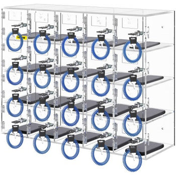 Cell Phone Storage Locker, 20 Slots Acrylic Material with Door Locks and Keys, Wall-Mounted Cabinet Pocket Office Classroom Gym Box, Clear