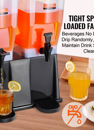 Beverage Dispenser, 3 Gallon x 2 Drink Dispensers for Parties, Plastic Juice Dispenser with Stand Spigot Lid, Iced Tea Lemonade Juice Water Dispenser, for Restaurants, Hotels, Parties