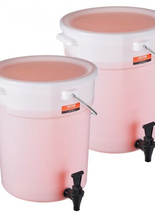 Beverage Dispenser, 5 Gallon Drink Dispensers for Parties, Plastic Juice Dispenser with Spigot and Lid, Iced Tea Lemonade Juice Water Dispenser, for Restaurants, Hotels, Parties, 2 Pack