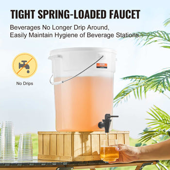 Beverage Dispenser, 5 Gallon Drink Dispensers for Parties, Plastic Juice Dispenser with Spigot and Lid, Iced Tea Lemonade Juice Water Dispenser, for Restaurants, Hotels, Parties