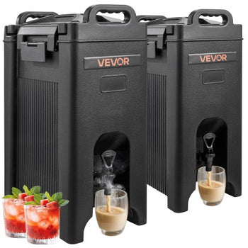 Insulated Beverage Dispenser, 5 Gal/19L Hot and Cold Beverage Server with Spigot & Handle, Food-Grade Thermal Drink Dispenser Cooler for Tea Coffee Water in Cafes & Restaurants, 2 Pack, Black