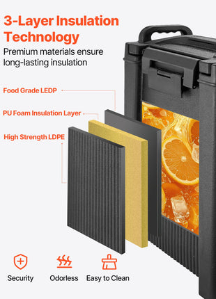 Insulated Beverage Dispenser, 5 Gal/19L Hot and Cold Beverage Server with Spigot & Handle, Food-Grade Thermal Drink Dispenser Cooler for Tea Coffee Water in Cafes & Restaurants, 2 Pack, Black