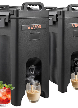 Insulated Beverage Dispenser, 5 Gal/19L Hot and Cold Beverage Server with Spigot & Handle, Food-Grade Thermal Drink Dispenser Cooler for Tea Coffee Water in Cafes & Restaurants, 2 Pack, Black
