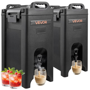 Insulated Beverage Dispenser, 5 Gal/19L Hot and Cold Beverage Server with Spigot & Handle, Food-Grade Thermal Drink Dispenser Cooler for Tea Coffee Water in Cafes & Restaurants, 2 Pack, Black