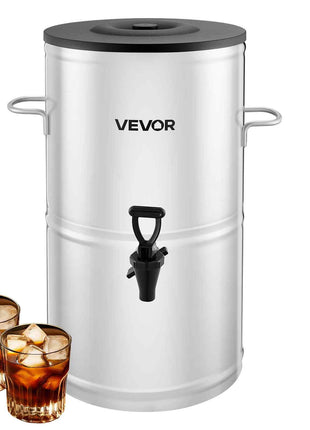 Ice Tea Dispenser, 4 Gal/15L 304 Stainless Steel Beverage Dispenser with Spigot & Handle, Suitable for Hot and Cold Drinks, for Iced Tea Coffee Water in Cafes & Restaurants