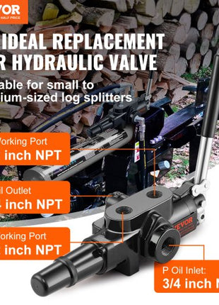 Hydraulic Log Splitter Valve 1 Spool, 25 GPM Hydraulic Directional Control Valve, 3626PSI Hydraulic Loader Valve, Hydraulic Joystick Control Valve for Small Tractors, Loaders, Log Splitter