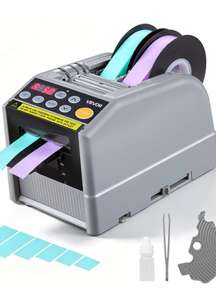 Automatic Tape Dispenser 999mm Max Cut Length Electric Ribbon Cutter, 110V Electric Automatic Tape Cutter, Dual-Tape Capability, Fits 6–60mm Width Tape for Shipping, Packaging & Gift Wrapping
