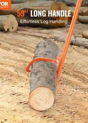 Cant Hook Tool, 59 in, Heavy Duty Steel Log Roller, Log Lifter Timber Jack for Max 32" Dia Logs, Forestry Logging Tools, Dual Function Log Handler for Rolling and Clamping Logs