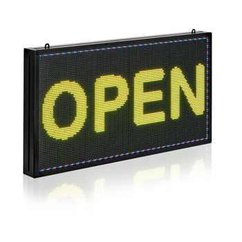 Programmable LED Sign, P5 Full Color Flexible Digital Scrolling Panel, DIY Custom Text Pattern GIF Display, Bluetooth APP Control Message Board for Store Business Advertising, Indoor 27x14 in