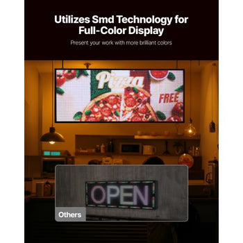 Programmable LED Sign, P6 Full Color Flexible Digital Scrolling Panel, DIY Custom Text Pattern GIF Display Board, Bluetooth APP Control Message Shop Sign for Store Business Advertising, 40x18 in