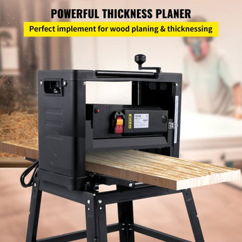 Thickness Planer 12.5 inch Wood Planer Foldable 1500W Thickness Planer Woodworking 315\"/min Feed Rate Double Cutter Benchtop Thickness Planer with Dust Exhaust Interface Stand for Woodworking