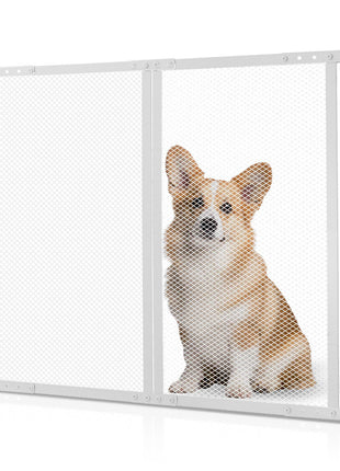 RV Screen Door Protector, 24 x 26 inch Door Grille, Easy to Install and Disassemble, Reinforced Breathable Protective Mesh, Aluminum Alloy Camper RV Entry Protector for Pet Protection, White