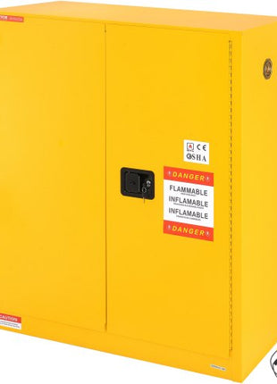 Flammable Storage Cabinet 34 Gal, 43.1x18.1x50.1 inch Cold-Rolled Steel Flammable Liquid Storage Cabinet Explosion Proof with 1 Adjustable Shelf 2 Manual Closing Doors for Industrial Use, Yellow