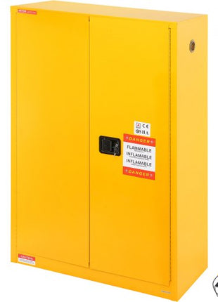 Flammable Safety Cabinet, 45 Gal, Cold-Rolled Steel Flammable Liquid Storage Cabinet, 42.9 x 18.1 x 65.2 in Explosion Proof with 2 Adjustable Shelves 2 Manual Doors for Industrial Use, Yellow