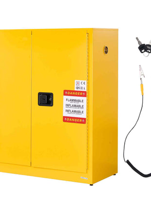 Flammable Cabinet, 43.0 x 18.1 x 46.4 Inch, 29 Gallon Flammable Storage Cabinet with Adjustable Shelf, Cold-Rolled and Galvanized Steel Fire Cabinets, for Commercial Industrial Home Use, Yellow