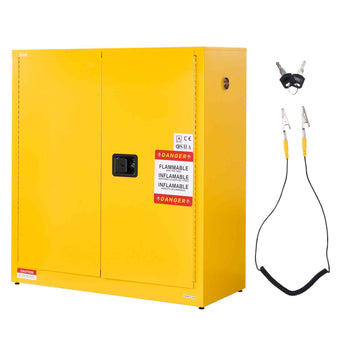 Flammable Cabinet, 43.0 x 18.1 x 46.4 Inch, 29 Gallon Flammable Storage Cabinet with Adjustable Shelf, Cold-Rolled and Galvanized Steel Fire Cabinets, for Commercial Industrial Home Use, Yellow