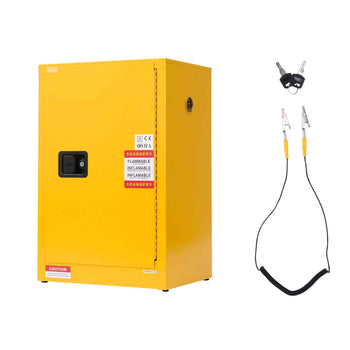 Flammable Cabinet, 23.2 x 18.1 x 35.4 Inch, 13 Gallon Flammable Storage Cabinet with Adjustable Shelf, Cold-Rolled and Galvanized Steel Fire Cabinets, for Commercial Industrial Home Use, Yellow