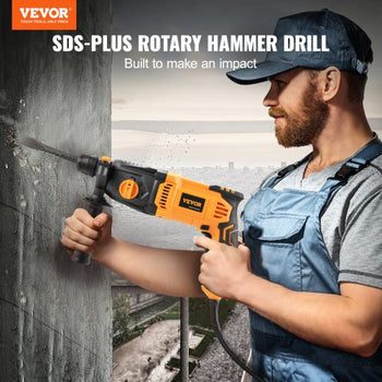 1 Inch SDS-Plus Rotary Hammer Drill, 8 Amp Corded Drills, Heavy Duty Chipping Hammers with Safety Clutch, Electric Demolition Hammers, Taladro Rotomartillo, Power Tool For Concrete