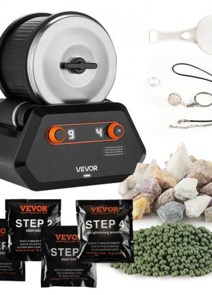 Rock Tumbler Kit, 3 lbs Rock Polishing Kit, 4 Speed Settings 9-Day Polishing Timer Stone Polishing Kit, Rock Polisher with Rough Gemstones and Polishing Grits, Rock Polisher for Adults Kids