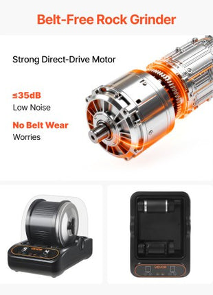 Rock Tumbler, 3 lb Rock Polishing Machine, Rocks Tumbling Kit with 4-Speed Adjustment, 19 Day Timer, PC Sound Reduction Cover & TPU Drum, Direct Drive Motor Rocks Polishing, Quiet Operation