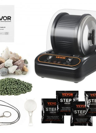 Rock Tumbler, 3 lb Rock Polishing Machine, Rocks Tumbling Kit with 4-Speed Adjustment, 19 Day Timer, PC Sound Reduction Cover & TPU Drum, Direct Drive Motor Rocks Polishing, Quiet Operation